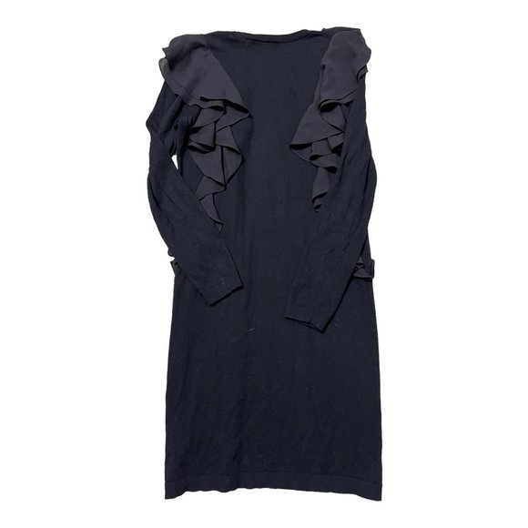 Lauren Ralph Lauren Women's Black Cardigan Dress Long Sleeve Ruffle Size M - Picture 2 of 9